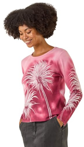 Roman Originals Women Sparkly Embellished Jumper Ladies Diamante Sequin Hotfix Winter Sweater NYE New Year's Eve Christmas Party Going Out Shiny Smart Work Pullover - Pink Ivory - Size 12