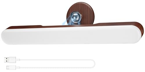 LED schminktisch beleuchtung, Vanity Mirror Licht, Schminktisch Lampe | Dimmbar, 4000mAH Wiederaufladbar Spiegel Beleuchtung Ohne Kabel, Tragbare Abnehmbare 360°Drehung Spiegellampe (Nussbaum)
