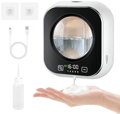 Seifenspender Automatisch, 320ML Seifenspender Wandbefestigung, Elektrischer Schaumseifenspenders mit Sensor Infrarot, Berührungslos Wandbefestigung Seifenspenders für Bad, Küche & Büro (Weiß)