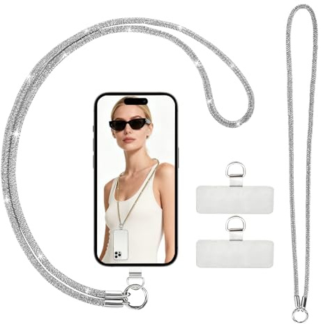 Aevorant 2 Stück Handyband zum Umhängen Glitzer, Handykette Universal, handy kette für alle Handys