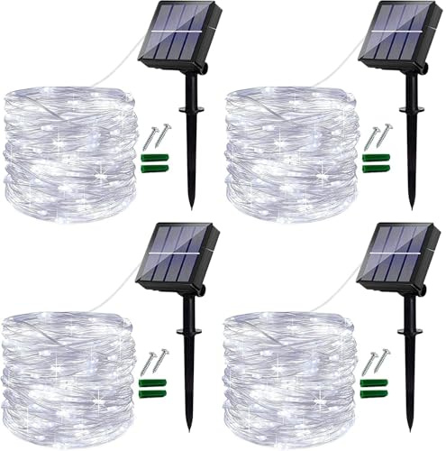 Ligarko Solar Fairy Lights Outdoor,4 Pack 39Ft 120LED Garden Lights | 8 Modes & Copper Wire Decorative Solar String Lights for Trees, Garden, Patio, Yard, Party (Cold White)
