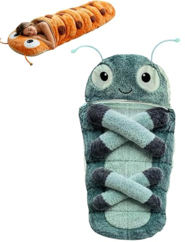 Hugging Caterpillar Sacs de couchage en forme de chenille – Chaise longue en peluche cocon – Pod de sieste intérieur, système de câlin à cordon de serrage, nid de lecture confortable, sac de couchage