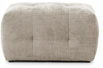 Moderner Polsterhocker mit raffinierten Steppungen und Wellenunterfederung, B87/T68/H46 cm, zu passendem Sofa, angenehm weicher, strapazierfähiger Chenille-Bezug in Sand Grau / 21054