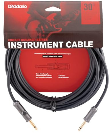 D’Addario Accessories Custom Series Circuit Breaker Guitar Cable - Momentary Kill Switch Instrument Cable with ¼ Inch Ends - On/Off Switch for Silent Instrument Changes - Straight, 30 feet