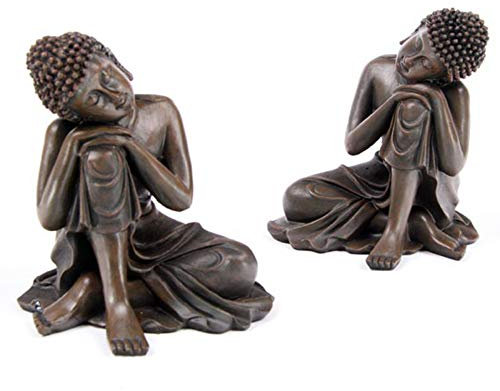 Wood Effect Buddha Head on Knee, 2 Assorted Designs Sold Separately