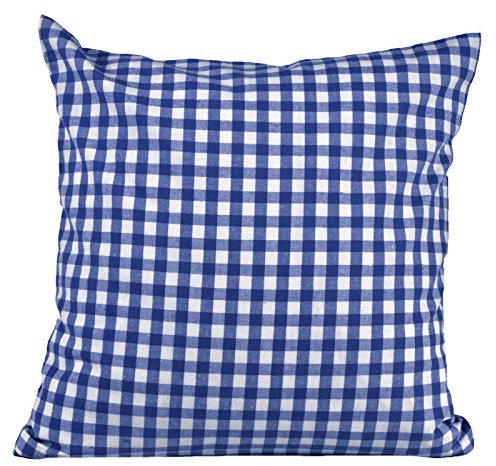 Hans-Textil-Shop Kissenbezug Karo 1x1 cm Reißverschluss - Kissenhülle, Kissen, Sofakissen, Kopfkissen, Dekokissen, Landhaus, Karomuster, Kariert (80x80 cm, Blau)