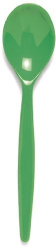 Harfield Emerald Green Dessert Spoon (20cm) - Pack of 10 Reusable Virtually Unbreakable Polycarbonate Plastic