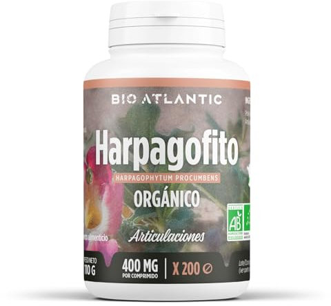 ✿ Harpagofito Orgánico - Garra del Diablo 1600 mg por dosis diaria - Articulaciones - 200 comprimidos - Alta Concentración, Formato Ahorro, Premium y Vegetal