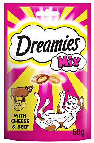 Dreamies Mix Cat Treats with Cheese and Beef, 1 Pouch (1 x 60 g)