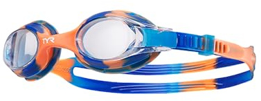 TYR Kids' Swimple Goggles - Colorful Swim Goggles for Beginners, Blue/Orange