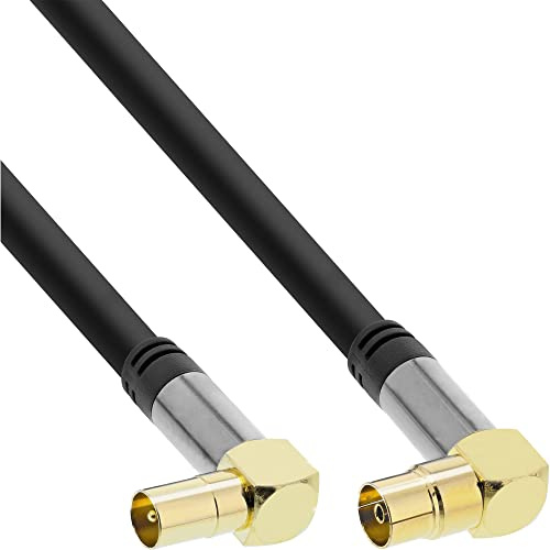 InLine 69202G Premium Antennenkabel gewinkelt, 4x geschirmt, >110dB, schwarz, 2m