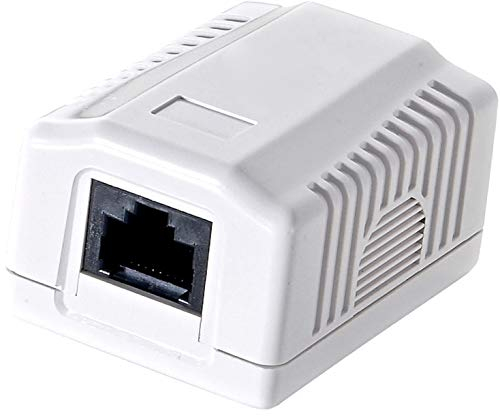 odedo CAT 6 Gigabit Anschlussdose Aufputzbox Universal Netzwerkdose 1x RJ 45 für Gigabit Übertragung Reinweiß RAL9010, AWG 22-26 PoE Power-over-Ethernet LAN