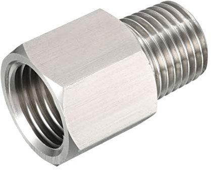 sourcing map Reducing Tuyau Raccord Adaptateur 1/4 G Mâle à M14 Femelle Inox Acier pour Eau Huile Air Pression Gauge