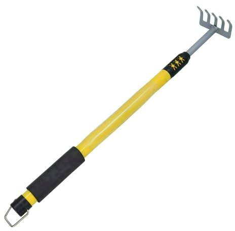Garden Mile Telescopic Hand Held Garden Rake For Soil Adjustable Length Carbon Steel Lawn Levelling Rake With Soft Grip Handle Heavy Duty Gardening Tools Weeding Tool Garden Rakes For Lawns