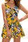 SHEKINI Donna Costume da Bagno con Gonna One Piece Bikini Imbottito Costume Intero con Coppe Soffici Ruched Skirted Swimwear con Shorts Costume Mare Sport Gonna da Spiaggia （XL，Giallo）