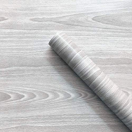 MESOAR - Papel adhesivo de madera gris para armario y armario, adhesivo decorativo de vinilo de grano de madera gris, 45 x 330 cm