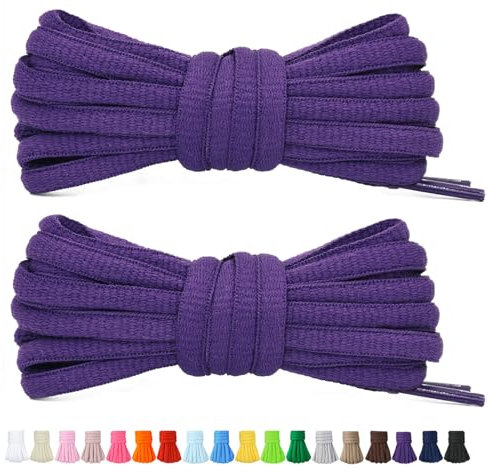 Stepace 2 Paires de Lacets Arrondis de 60cm Pour Baskets, Longueur 200cm 18 Couleurs, Lacets de Chaussures violet 120cm