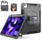 Miesherk Funda para iPad Air 5. Generación 10.9 2022: Militar Antichoque a 3 Capas Cover para iPad Air 4. Generación 2020-Soporte para lápiz -360 Soporte Giratorio -Correa de Mano/Hombro -Negro