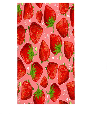 Surwin Strandhandtuch Mikrofaser, Erdbeere Strandtuch Sommer Strandtücher Schnelltrocknend Sand Proof Saugfähig Handtücher Handtuch für Reise Strand Schwimmen Sport (Erdbeere,80x180cm)