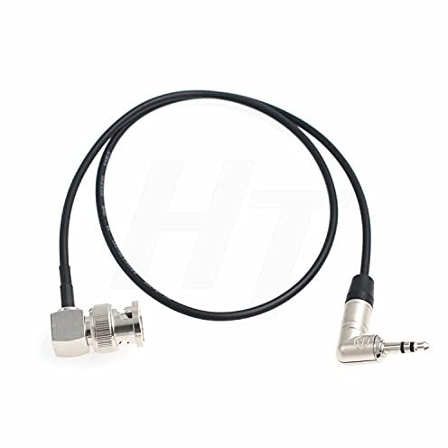 HangTon Timecode Cable Right Angle 3.5mm Mini Jack to BNC for Tentacle Sync to Camera and Mixer 6''
