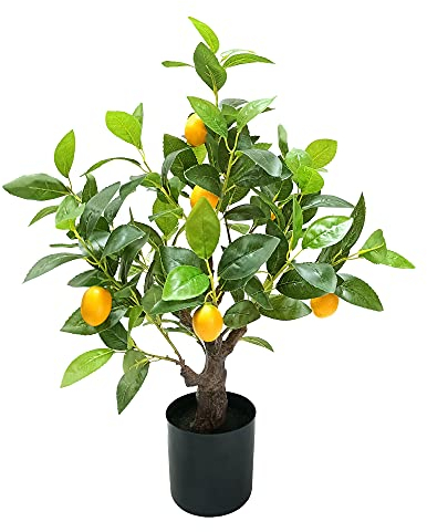 Künstlicher Zitronenbaum, 61 cm, Topfpflanzen für Innen- und Außendekoration, für Zuhause, Büro, Wohnzimmer, Küche, Schlafzimmer, Balkon, Dekoration für drinnen und draußen, perfektes