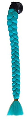 Motorrad Helm Zöpfe, Asudaro Helm Braids, Motorradhelm Braids, Pferdeschwanz Perücke mit abnehmbarem Saugnapf für Motorrad Roller Helm Zubehör Braid Perücke für Damen,cyan