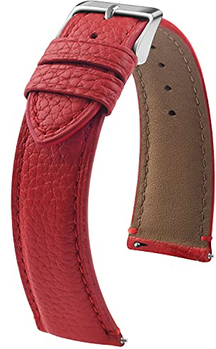 Fullmosa Uhrenarmband 18mm für Garmin Watch, Lederarmband Ersatz-Watch Armband, Rot + Silberne Schnalle