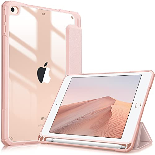 FINTIE Coque Hybride Compatible avec iPad Mini 5e génération (2019) / iPad Mini 4e génération (2015) 7,9 – Coque Fine Antichoc avec Dos Transparent, Veille/réveil Automatique, Or Rose
