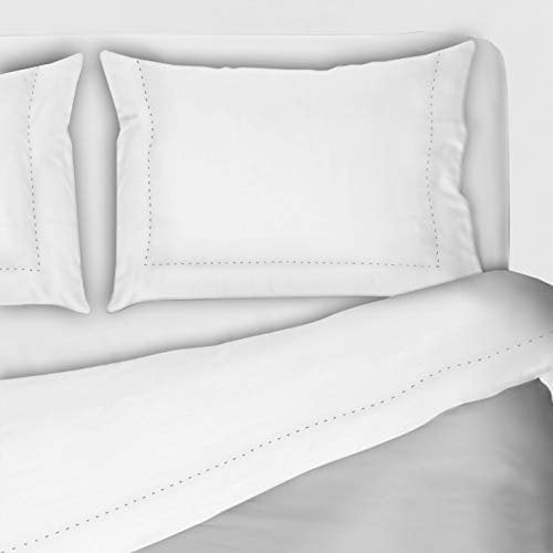 I SOGNI Completo Letto ricamato 3 volani tinta unita puro cotone set lenzuola + federe (2 Piazze 270x290 cm, Bianco)