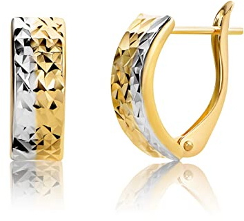 14 Karat 585 Gold Ohrringe Creolen Bicolor Glänzend Ohrschmuck – SIT023