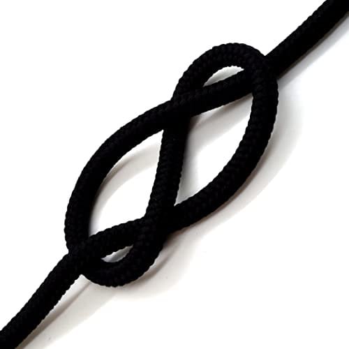 Black Polypropylene Rope, Solid Braided Poly Rope Cord Twine for Boat Yacht Dock Line Camping Washing Line (12 mm x 5 metres / 16.4 ft)
