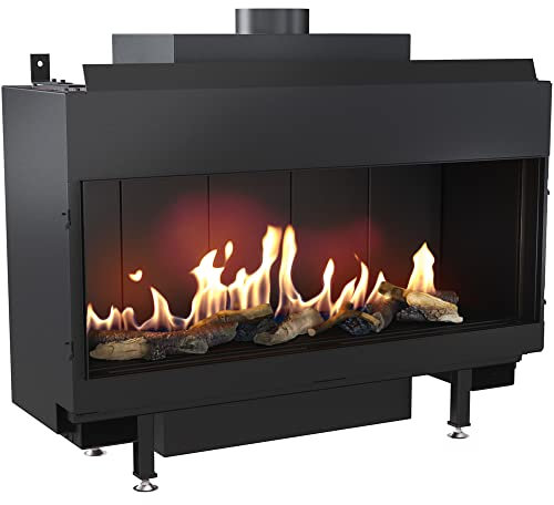 KRATKI Leo 100 Gas Front Kamineinsatz 9,5 kW Abgasabgang fi 100/150 Erdgas und Flüssiggas G20mbar Powered Automatic Remote Control System Steel Magic Glass 107 x 90 cm