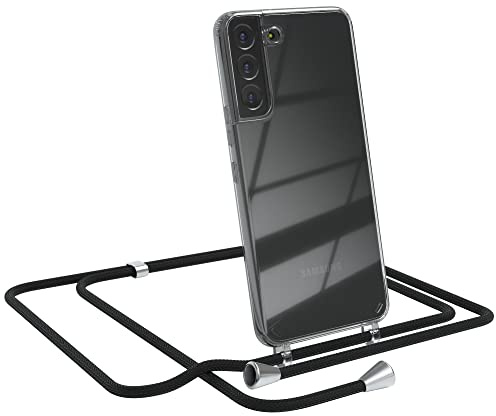 EAZY CASE Handykette kompatibel mit Samsung Galaxy S22 Plus 5G Handyhülle mit Umhängeband, Handykordel mit Schutzhülle, Silikonhülle, Hülle, Stylische Kette für Smartphone, Schwarz