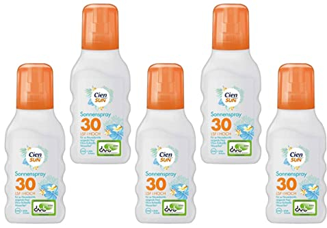5 x Cien Sun Sonnenspray Sensitiv LSF 30 Hoch Sonnenschutz UV Schutz 200 ml