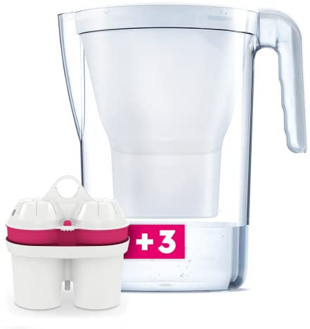BWT Vida Tischwasserfilter mit 3 Filterkartuschen Magnesium Mineralized Water I Handzähler I 2,6 Liter I Weiß