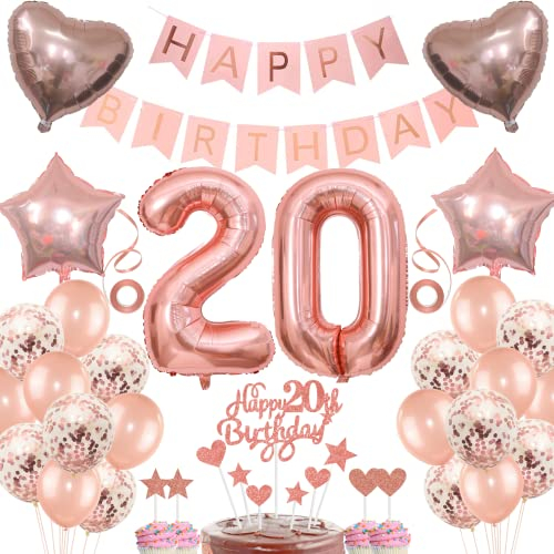 Deko 20. Geburtstag frau Tortendeko 20 Geburtstag frauen Deko Geschenk für 20. Geburtstag frau Rosegold Geburtstag 20 frauen 20 jahre Geburtstag deko Ballon 20 Geburtstag 20 jahre frau