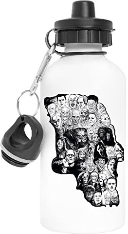 Hopestly Horror Icons Aluminium Wiederverwendbar Sport Reise Wasserflasche Weiß Reusable Travel Water Bottle White