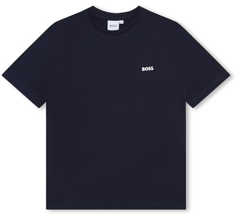 BOSS Kids Regular Fit Small Logo T-Shirt Long Sleeve Navy 6 Years