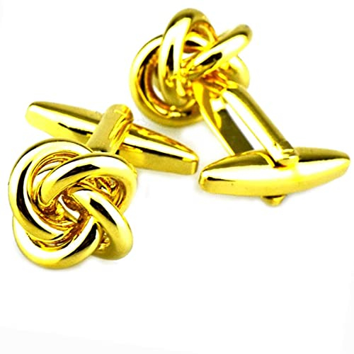 Banemi Manchettenknoepfe Luxus, Gold Manchettenknoepfe Luxus Knoten für Tuxedo Hemden Geschäft 1.3CM
