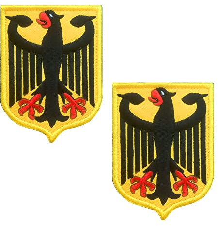 2 St. Gold Deutschland Adler Patch Taktisch Adler-Schild Patch mit Verschluss für Kleidung Taschen Rucksack Uniform Weste Hundegeschirr Militär Taktisch Draussen Ausrüstung