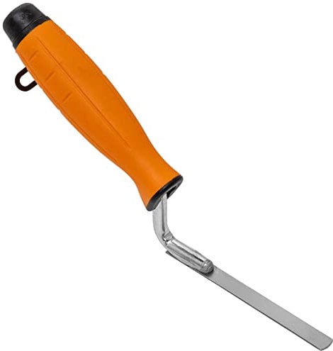 STRÜBER Edelstahl Fugenkelle 10 mm) - Stoßfugenkelle mit Softgriff - Rostfreie Fugkelle mit Gummigriff - Kelle zum Verfugen - Made in EU