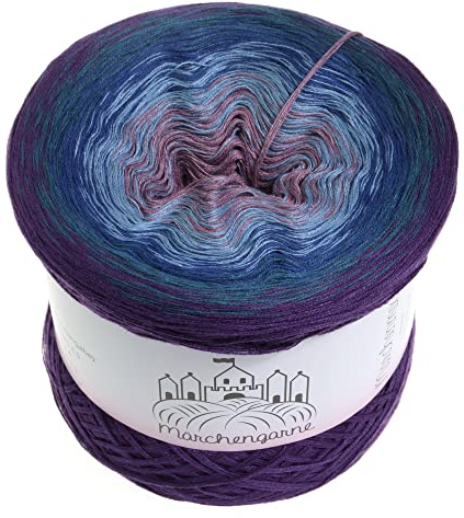 Farbverlaufsgarn Bobbel Wolle Größe wählbar Strickwolle Häkeln (Jupiter - Lila außen, 200g/1000m - 3Fach)