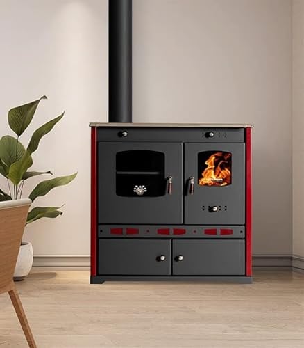 EEK A+ Poêle à bois avec compartiment de cuisson et plaque de cuisson Perfect Eco Lux Noir 7 kW