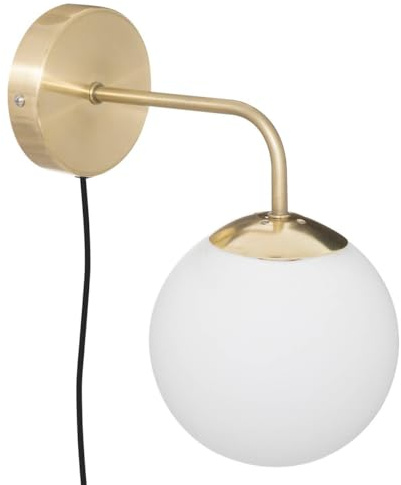 Atmosphera Wandleuchte Dris Glas Metall Weiß Gold D15cm