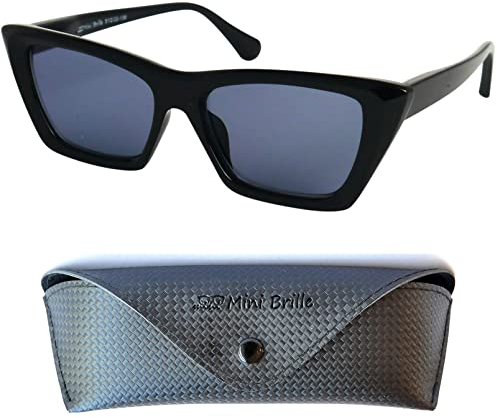 Mini Brille Stilvolle Sonnenbrille mit Sehstärke für Damen – Cateye Oversize Vintage-Stil Lesesonnenbrille mit Dicker Rahmen & großen Gläsern – mit Etui +1.5 Dioptrien