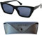 Klobige Sonnenbrille mit Sehstärke, Oversize Kunststoff Cateye Dicker Rahmen (Schwarz), Gratis Etui, Lesesonnenbrille Damen +1.5 Dioptrien