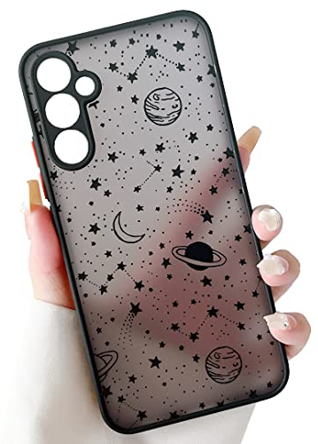 ZTOFERA Handyhülle Kompatibel mit Samsung Galaxy A34 5G, Planeten Sterne Universum Muster Schutzhülle Transluzent Matt Harte PC Rückseite Hülle mit Silikon Bumper Stoßfest Cover, Schwarz Sky