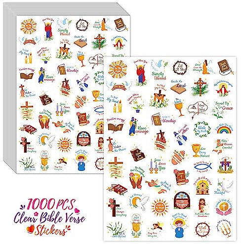 1000 PCS Bibelvers-Aufkleber, klare inspirierende Gebetsaufkleber, ermutigende Schriftzeichen-Aufkleber, Jesus-Christus-Religion-Glaubensaufkleber für Scrapbooks, Flaschen, Computer, Planer, Tagebuch