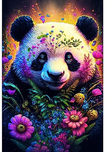 SYBDXJ Ensemble de Peinture au Diamant, Set de Peintures au Diamant, Peinture de Strass Broderie, Kit de Peinture pour Adultes, Enfants, Décor de Maison, Déco Murale - Panda