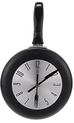 1 Set pan Wall Clock Mute Hanging Movement Clock Coffee Wall Clocks for Kitchen Roman Numerals Clock Frying pan Wall Decor Outdoor Clock Funny Hanging Clock 3D Plastic Rome Small